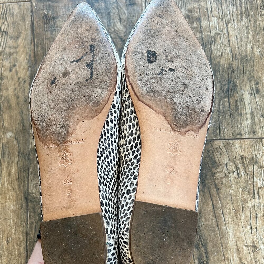 Loeffler Randall Ambra Flat Black White Snakeskin Lace Up Flats - Picture 8 of 9